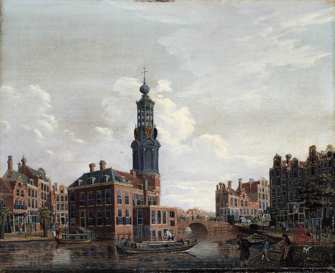 View of the Singel with the Munttoren in Amsterdam