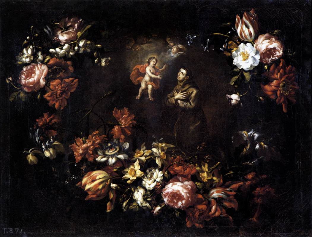 Garland of Flowers with St Anthony of Padua