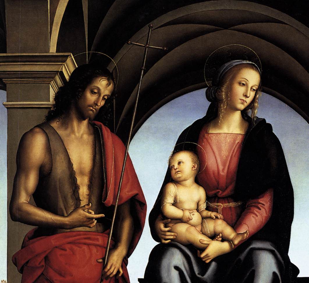 The Madonna between St John the Baptist and St Sebastian (detail)