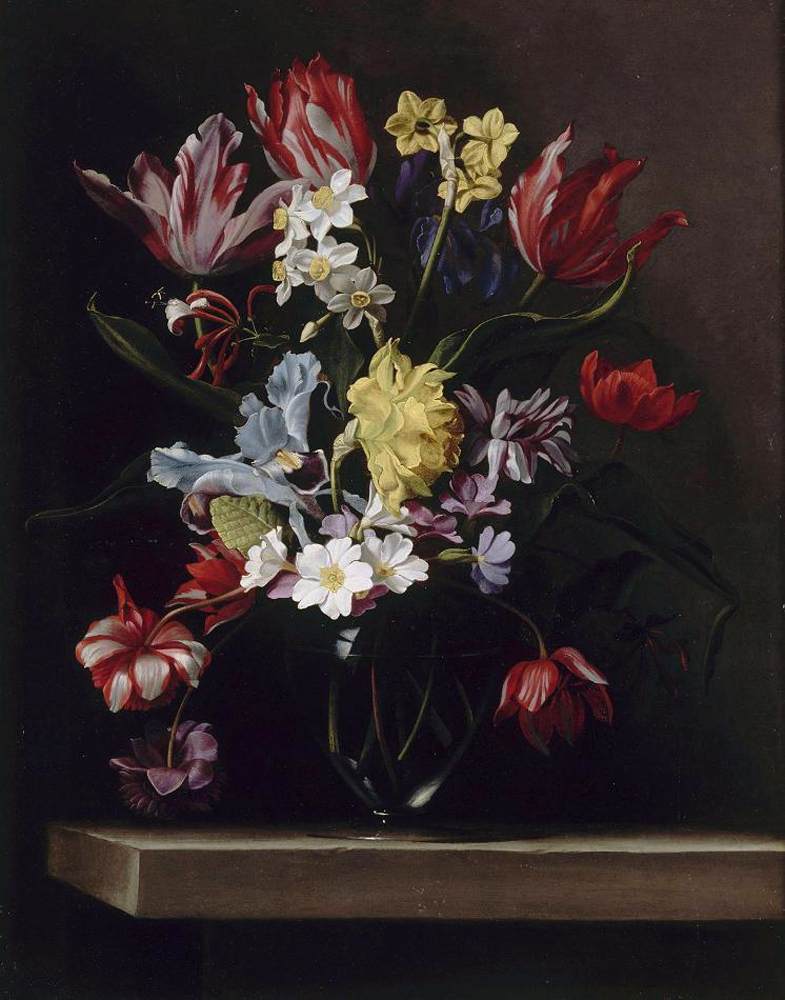 Flowers in Vase on Ledge