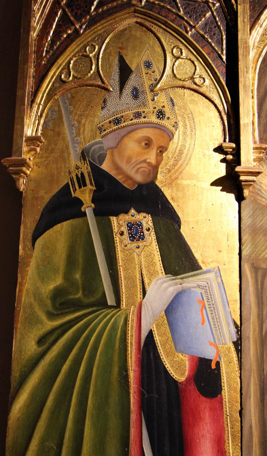 Adoration of the Shepherds between Sts Augustin and Galgano (detail)