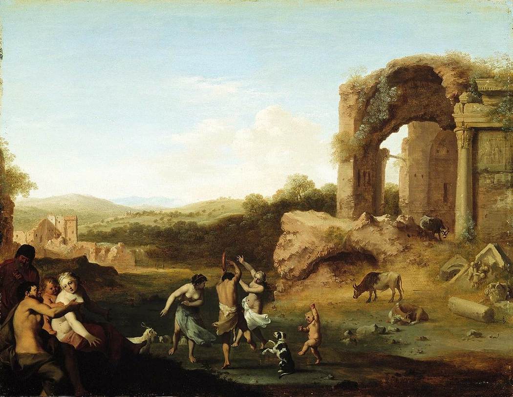 Figures Dancing near Ruin