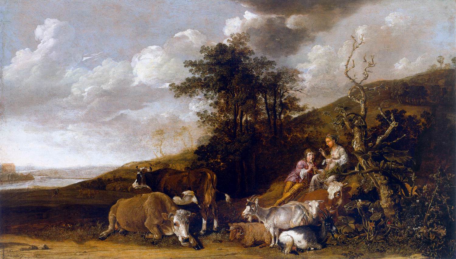 Landscape with Shepherdess and Shepherd Playing Flute