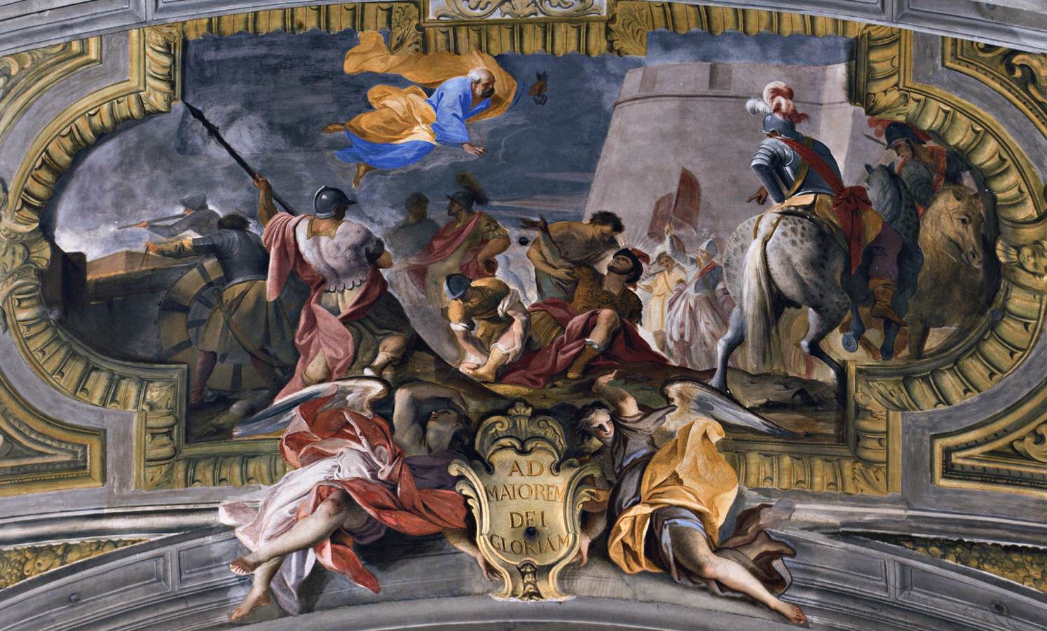 Antechoir vault: Vision of St Ignatius at the Battle of Pamplona