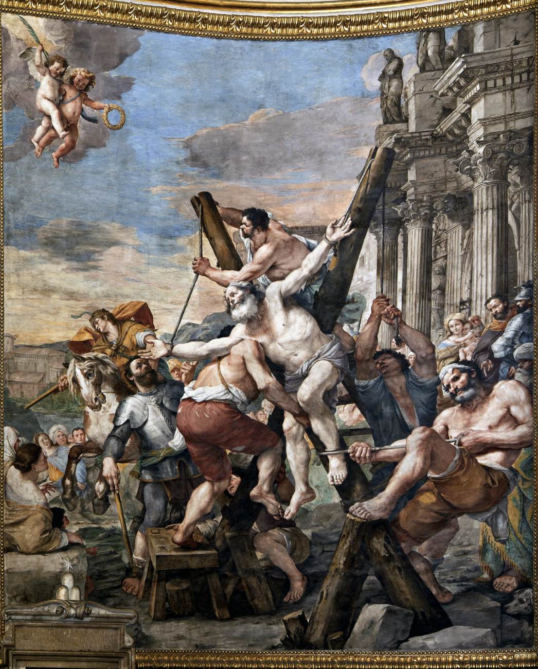 Painting in the choir: Erection of the Cross