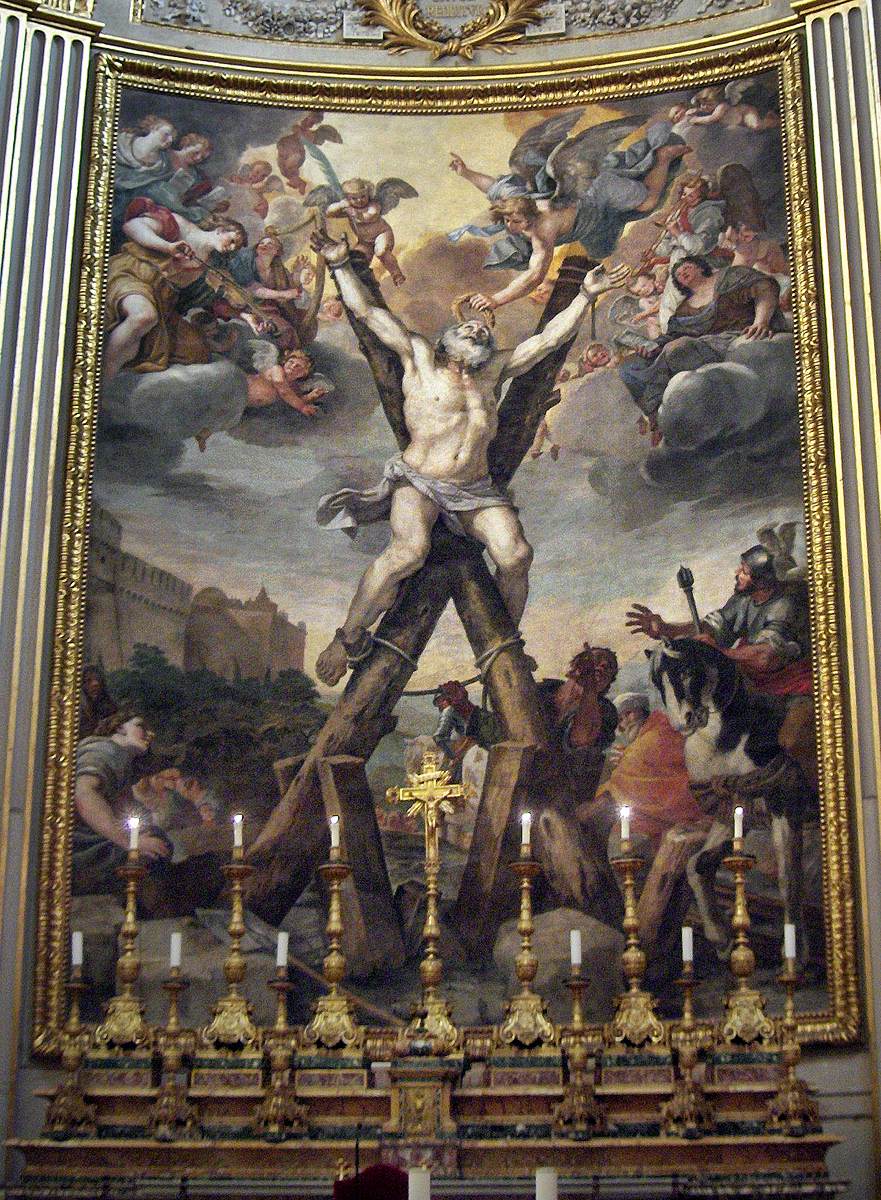 Painting in the choir: Crucifixion of St Andrew