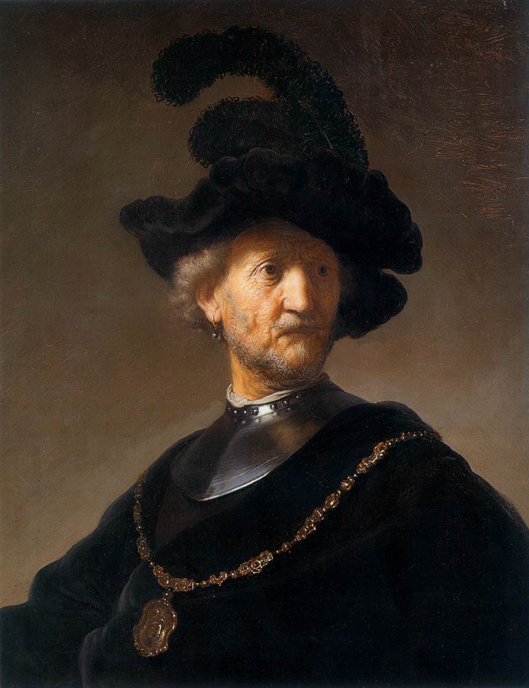 Old Man with a Black Hat and Gorget (detail)