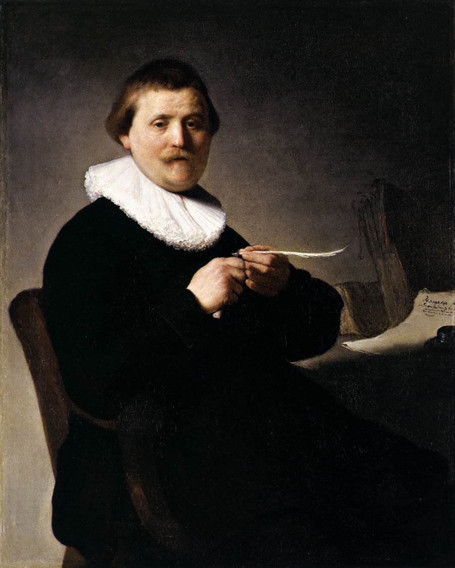 Man Sharpening a Quill
