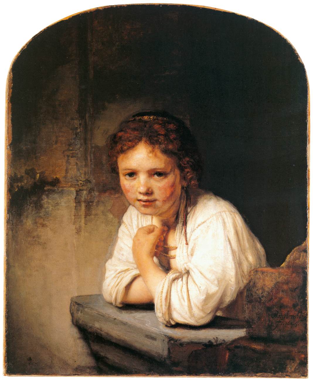 Young Girl Leaning on the Windowsill