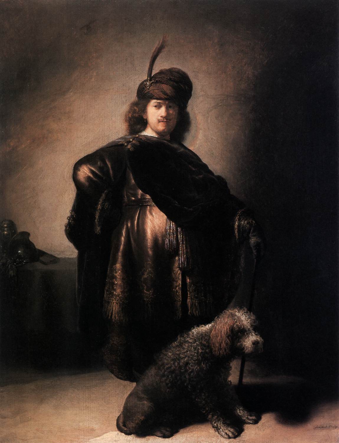 Self-Portrait in Oriental Costume with Poodle