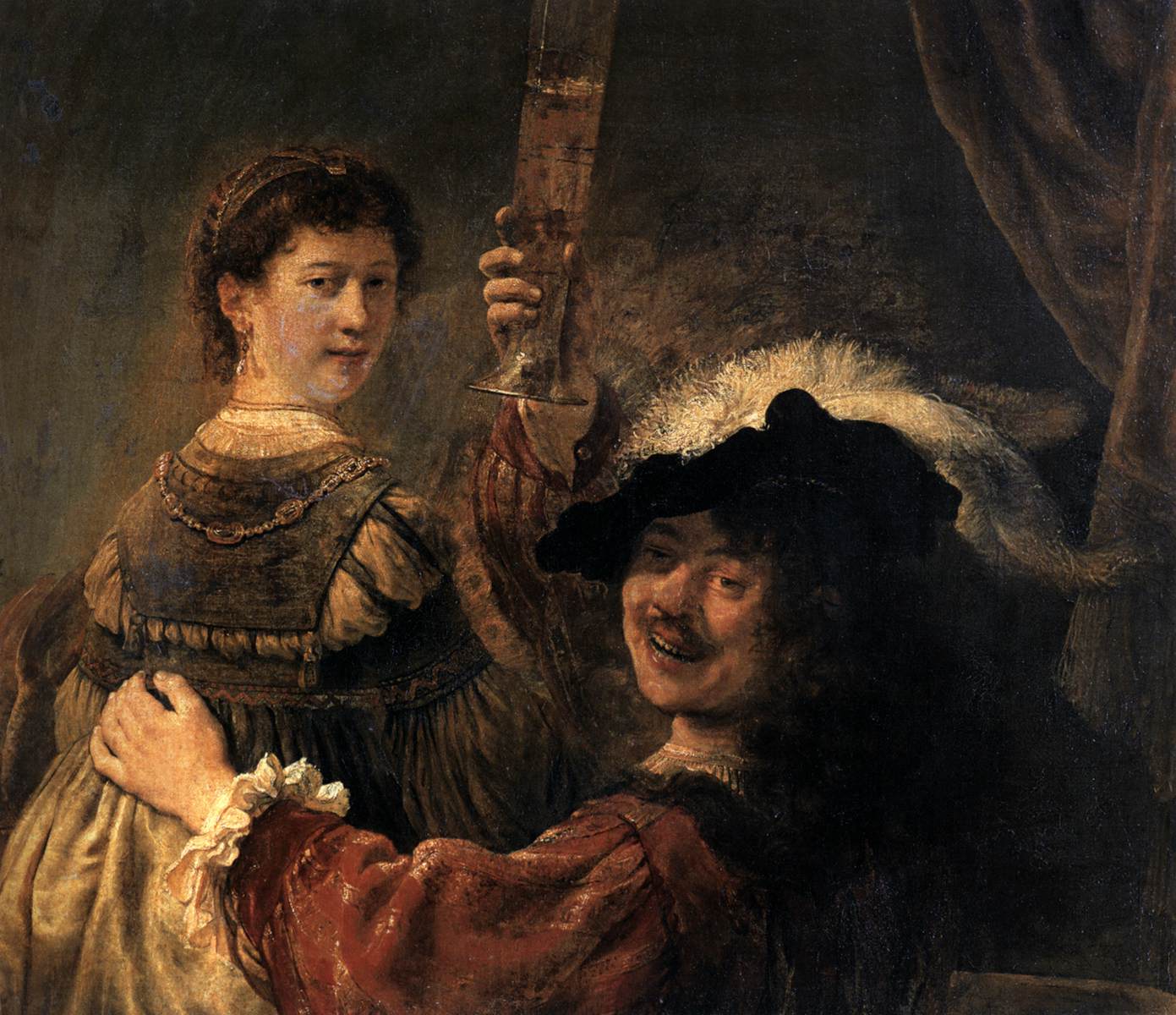 Rembrandt and Saskia in the Scene of the Prodigal Son in the Tavern (detail)