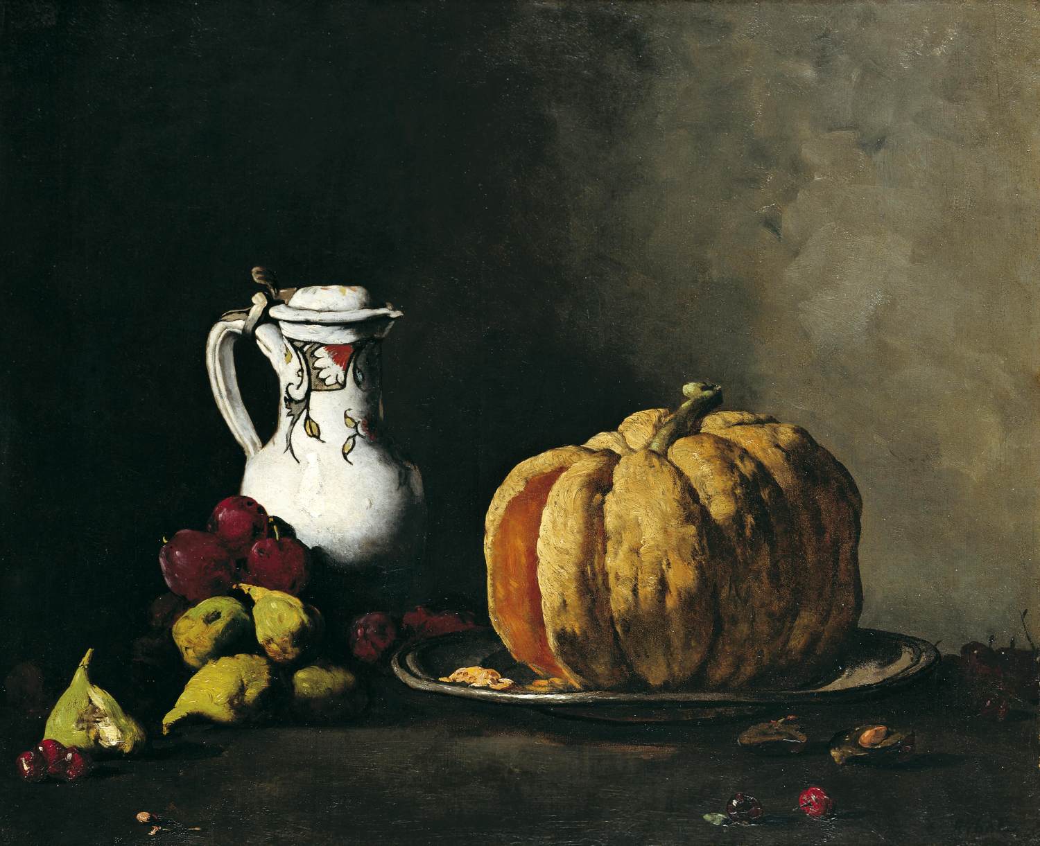 Still-Life with Pumpkin, Plums, Cherries, Figs and Jug