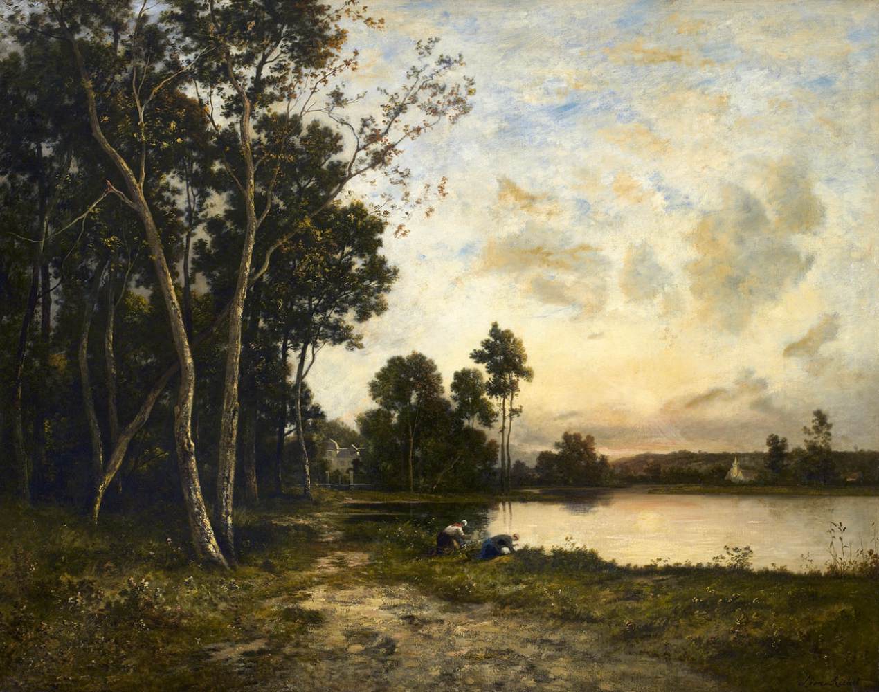 Washerwomen by a Pond