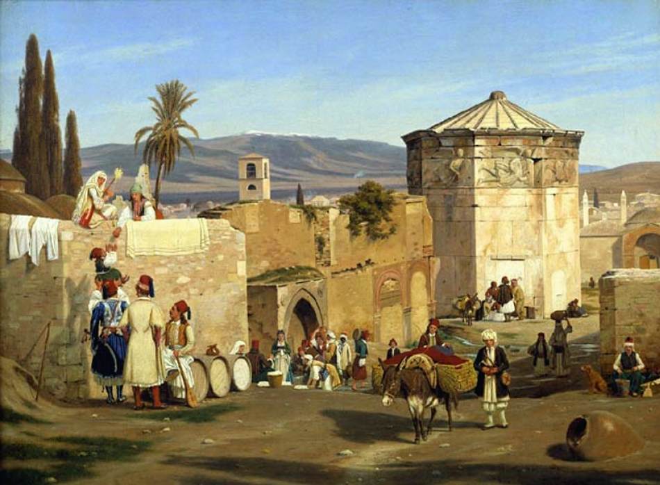 The Tower of the Winds and the Acropolis in Athens