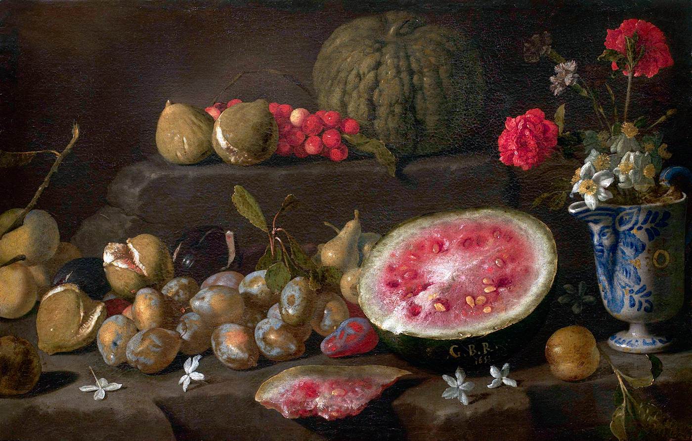 Still-Life with Fruit and a Vase of Flowers