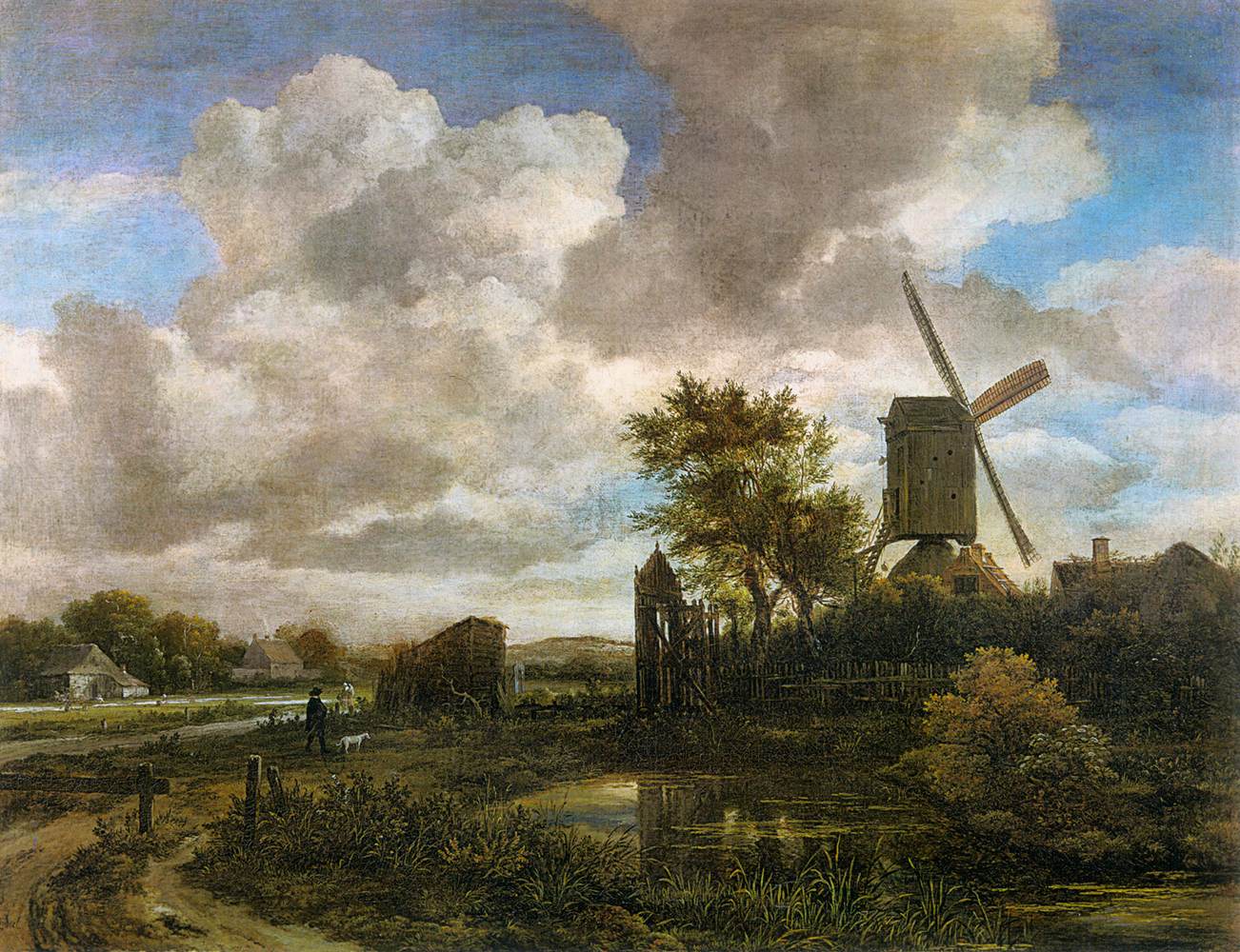 Evening Landscape: A Windmill by a Stream