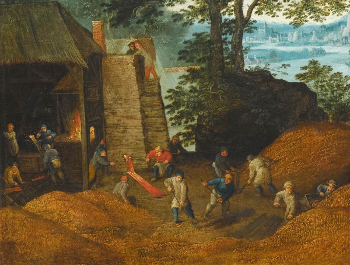 Alpine Landscape with an Iron Foundry and Blast Furnace (detail)