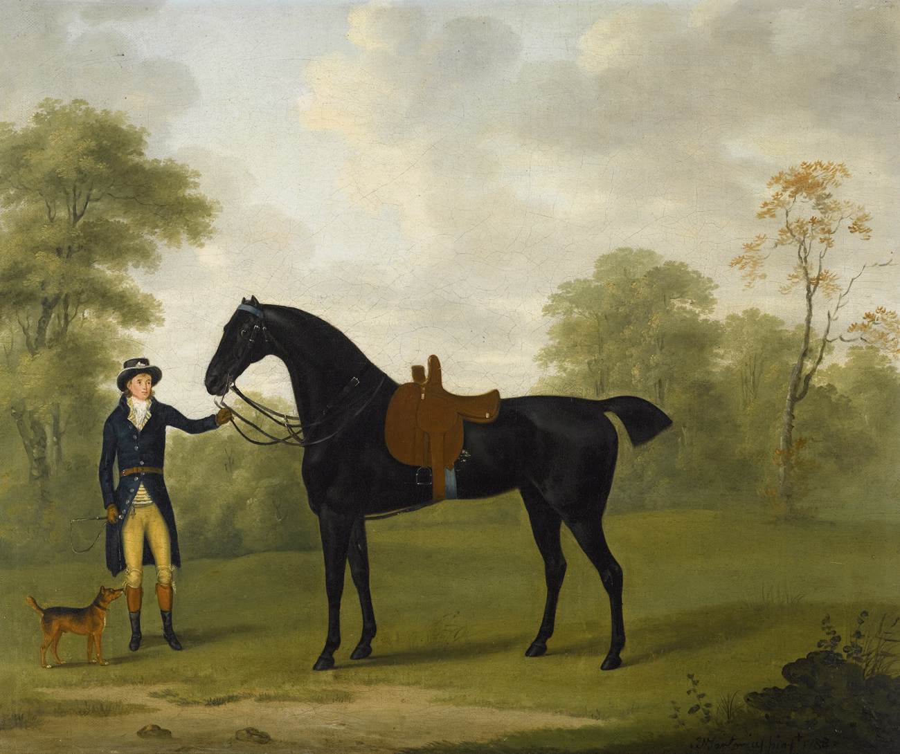 A Lady's Saddled Bay Hunter, Held by a Groom