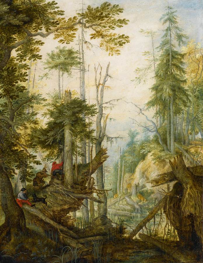 Alpine Landscape with Three Hunters