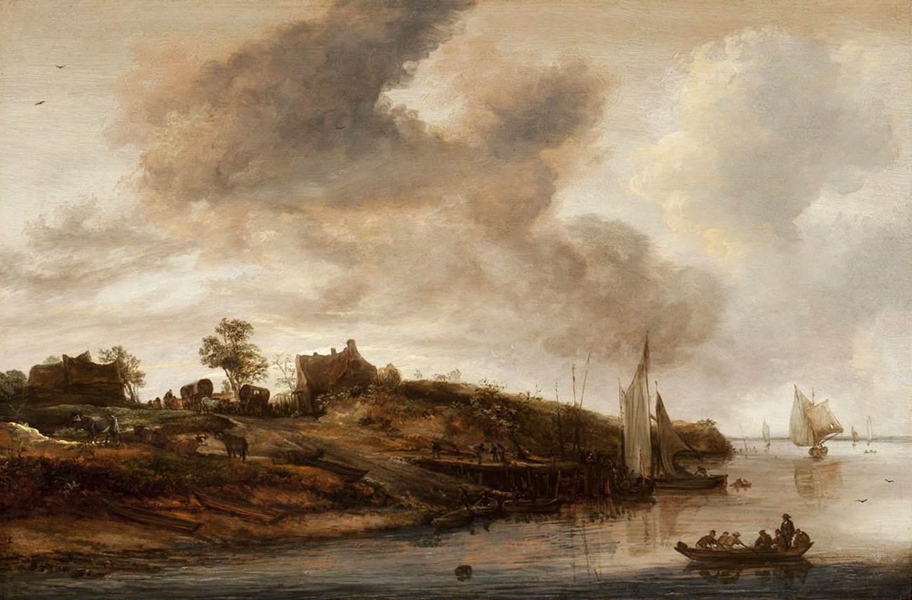 River Landscape with a Ferry