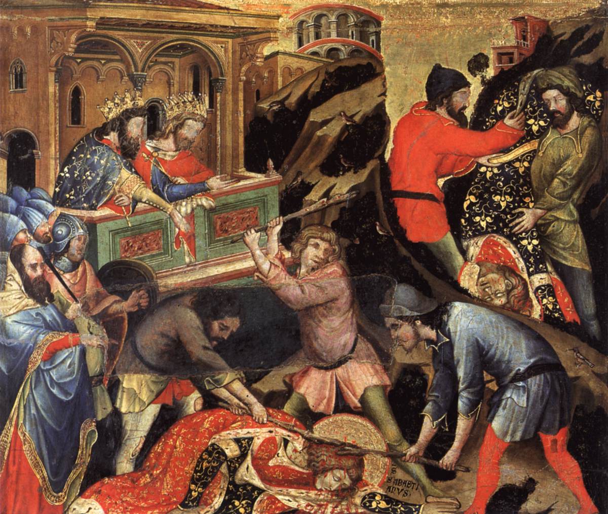 St Sebastian Beaten with Sticks