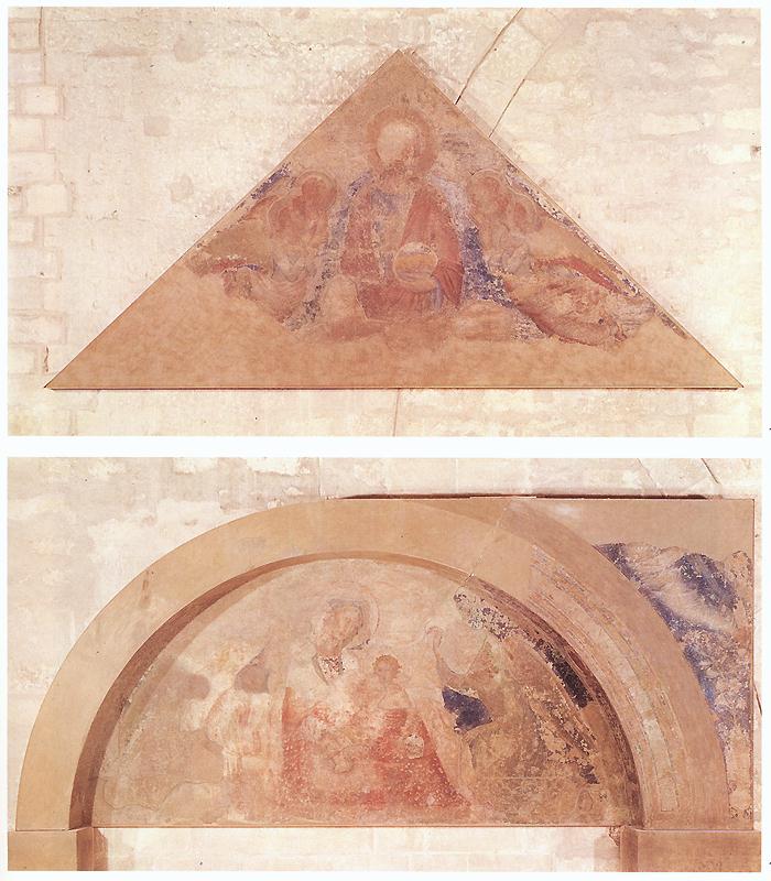 Saviour Blessing (tympanum) and Madonna of Humility (lunette)