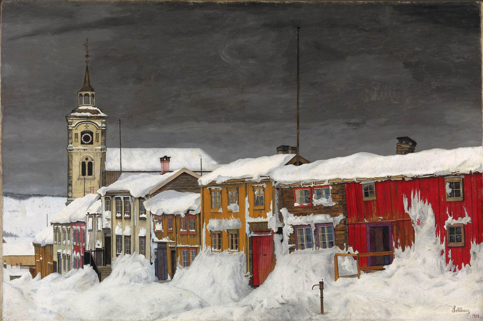 Street in Røros in Winter