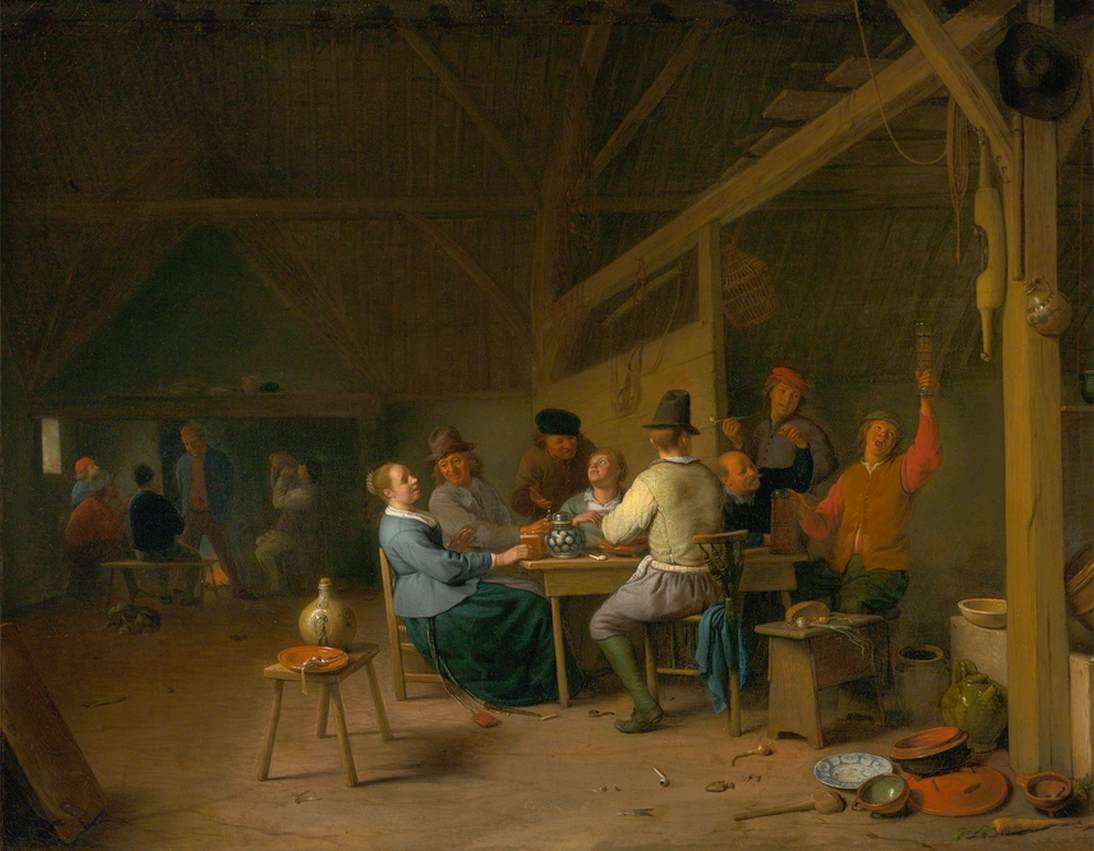 Tavern Interior with Drinkers and Smokers
