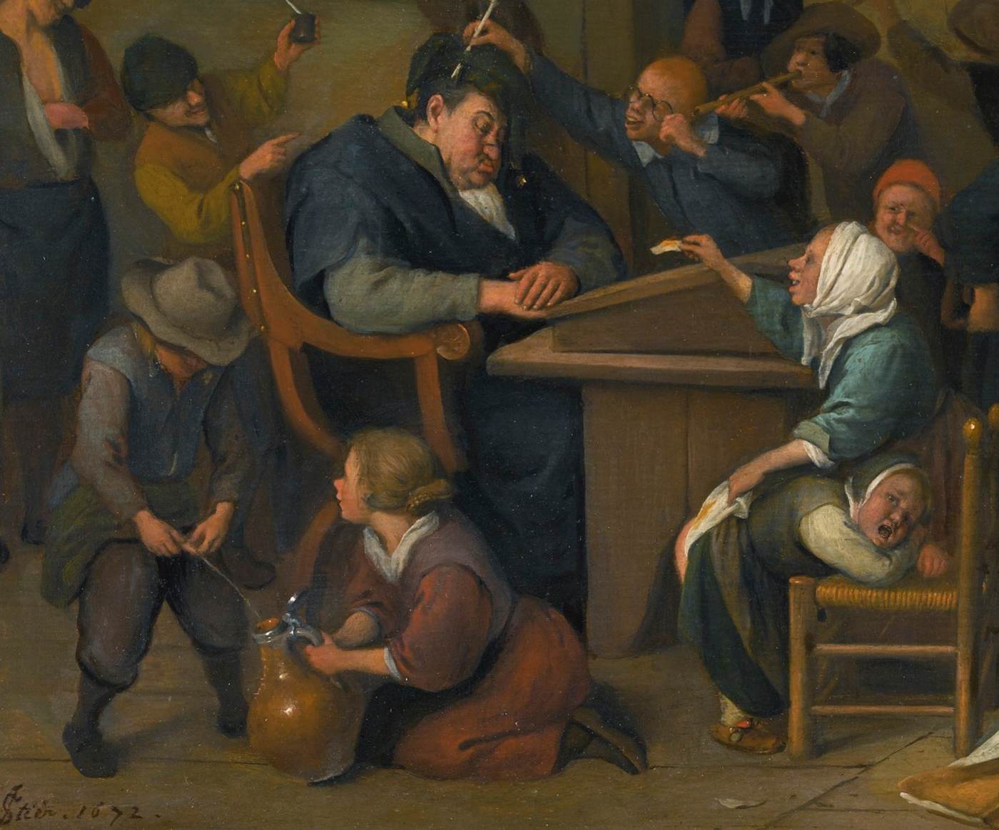 Riotous Schoolroom with a Snoozing Schoolmaster (detail)