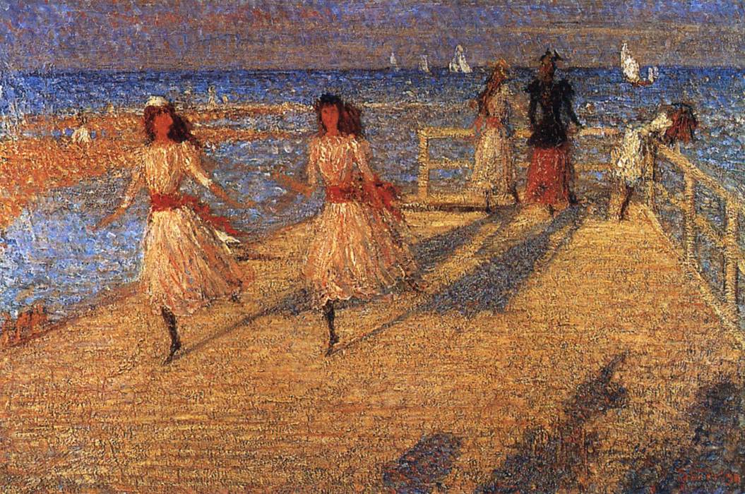 Girls Running, Walberswick Pier