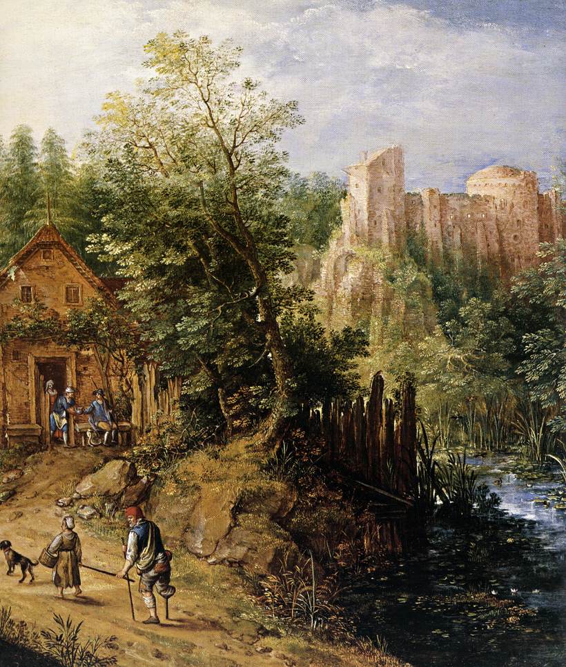 Mountain Valley with Inn and Castle (detail)