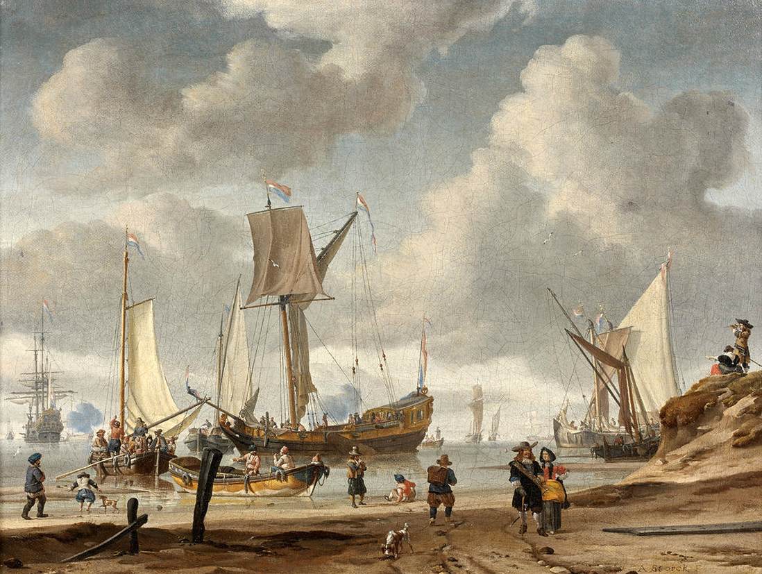 Seascape with View of a Beach Animated by Figures