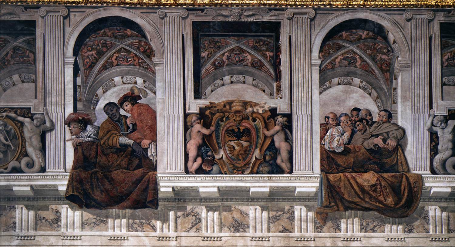 Frieze with ambassadors and spectators (detail)