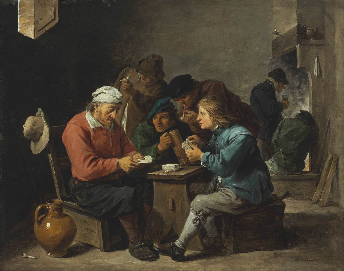 Peasants Playing Cards in an Interior