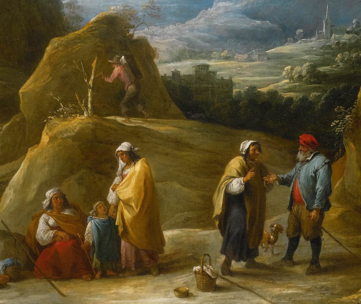 Mountain Landscape with a Gypsy Fortune Teller (detail)