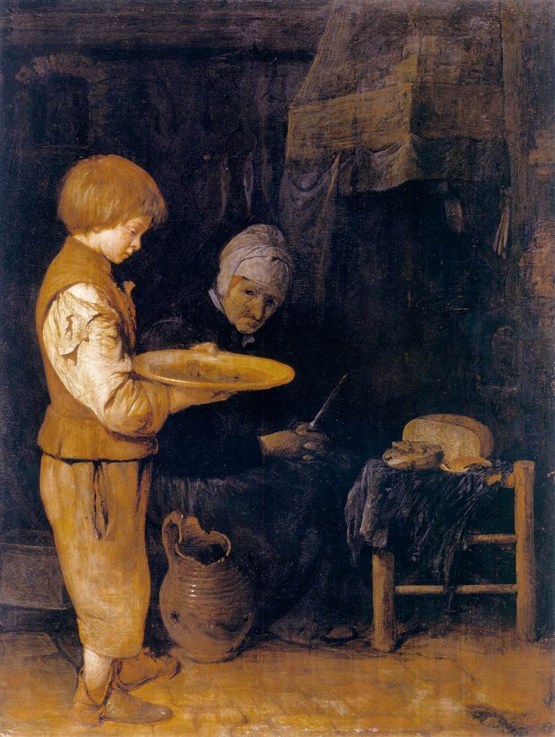 Old Woman and Boy before a Frugal Meal