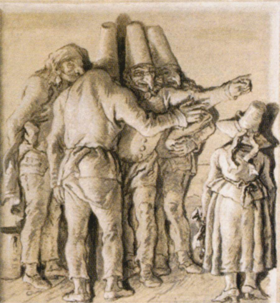 Pulcinellas Sending Away a Young Girl
