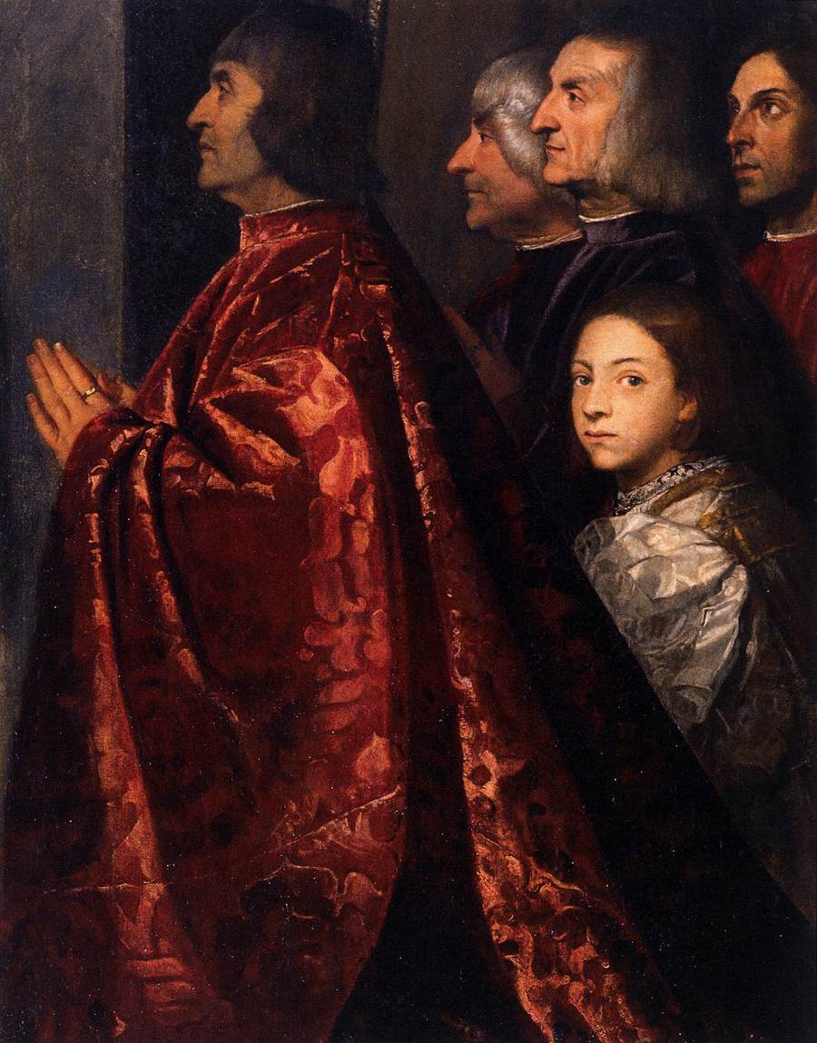 Madonna with Saints and Members of the Pesaro Family (detail)