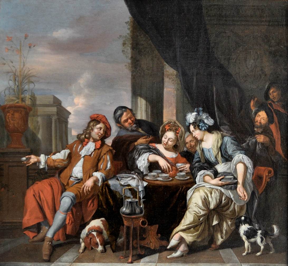 An Elegant Company Drinking Tea