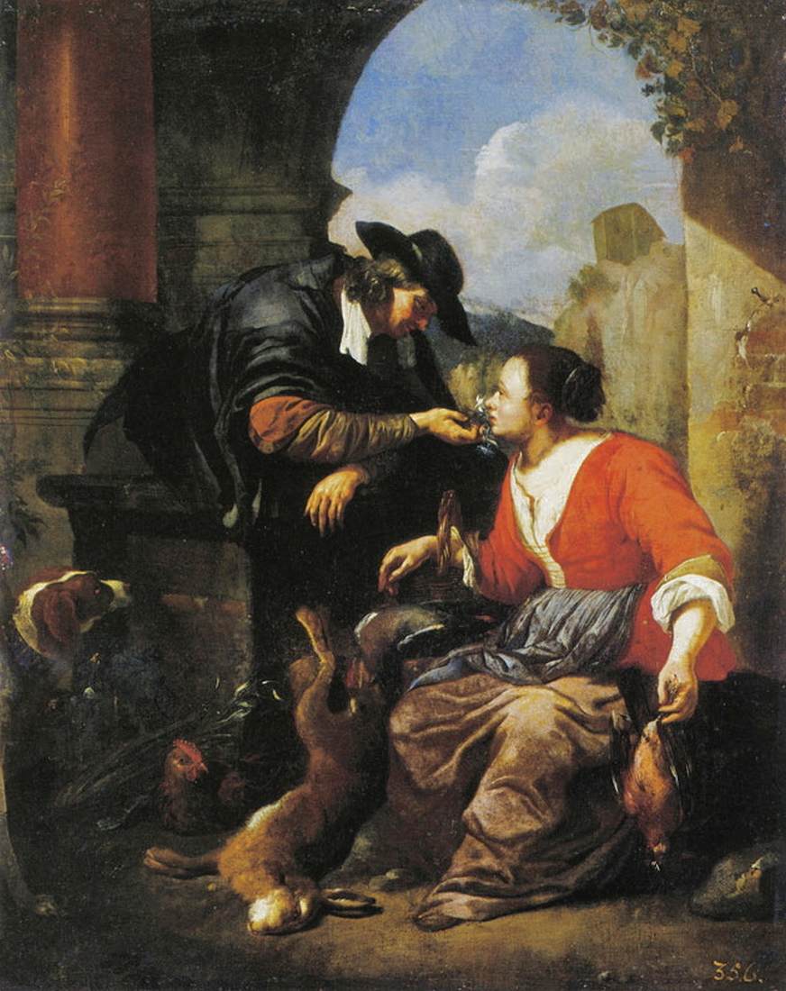 A Man Courting a Woman Selling Game