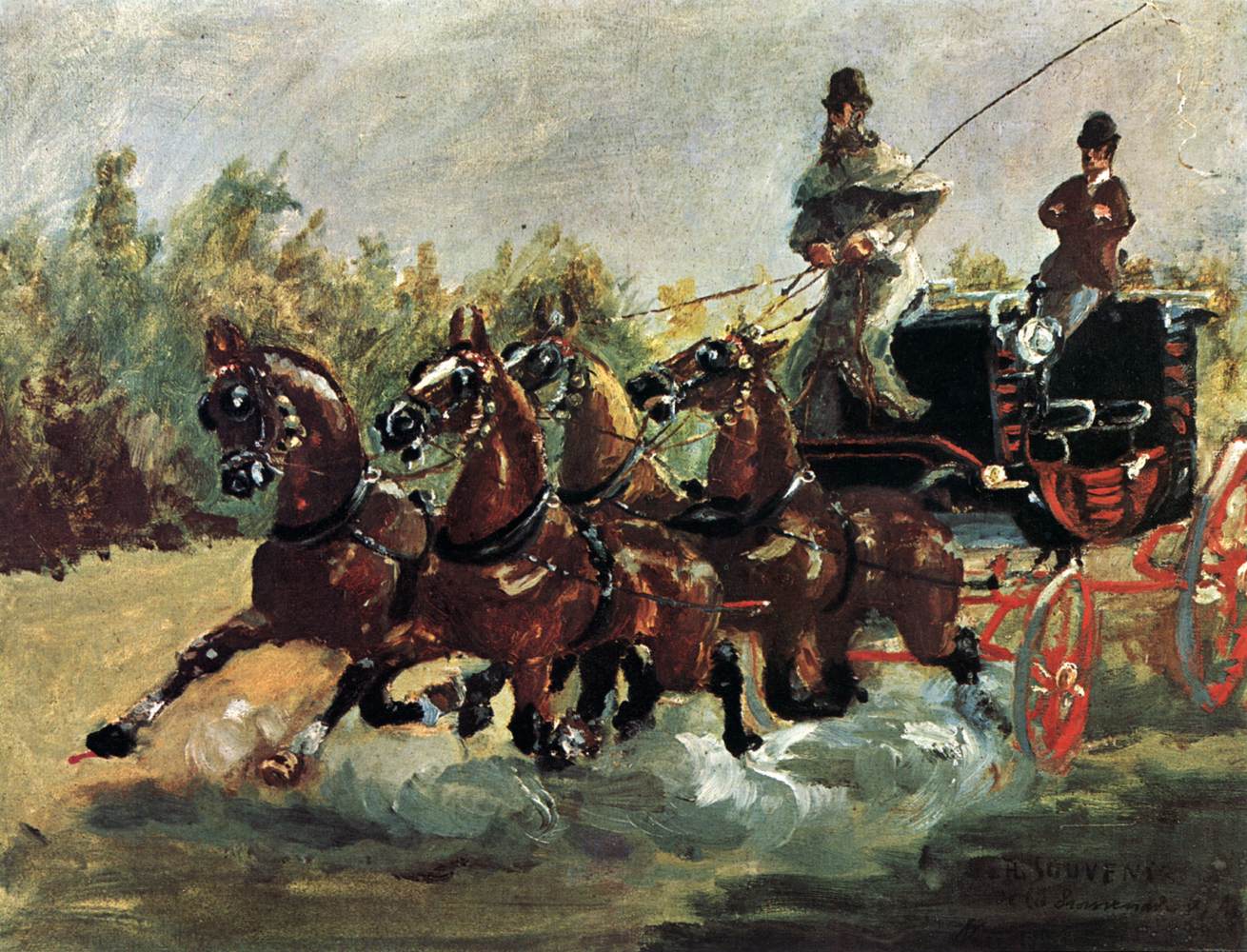 Count Alphonse de Toulouse-Lautres Driving his Coach and Four