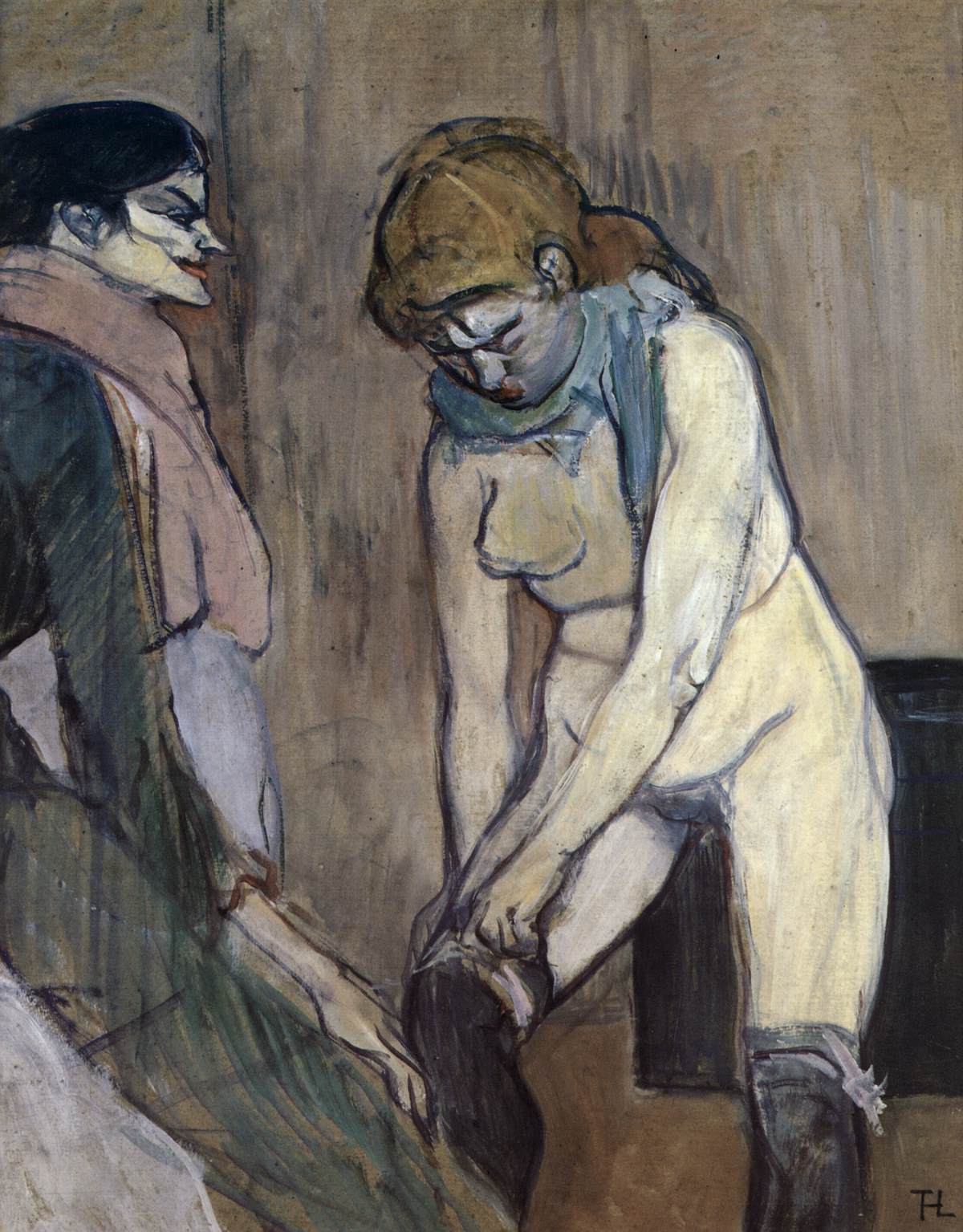 Woman Pulling up her Stocking