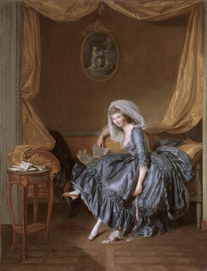 Young Woman Holding Her Correspondence in Her Boudoir