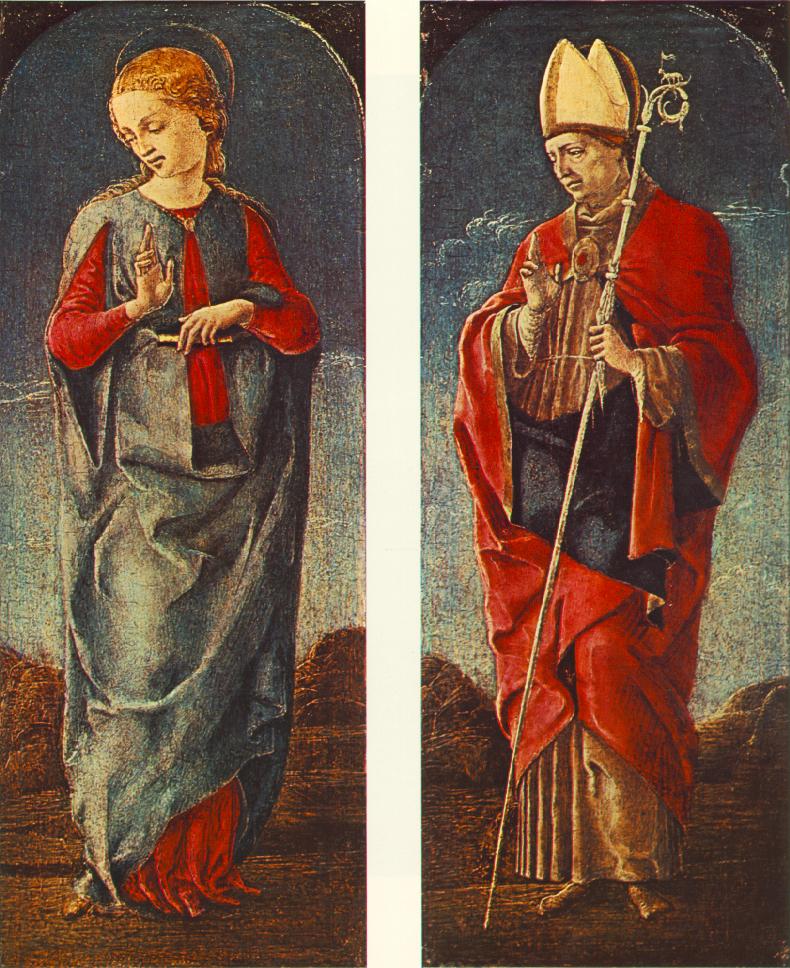 Virgin Announced and St Maurelio (panels of a polyptych)