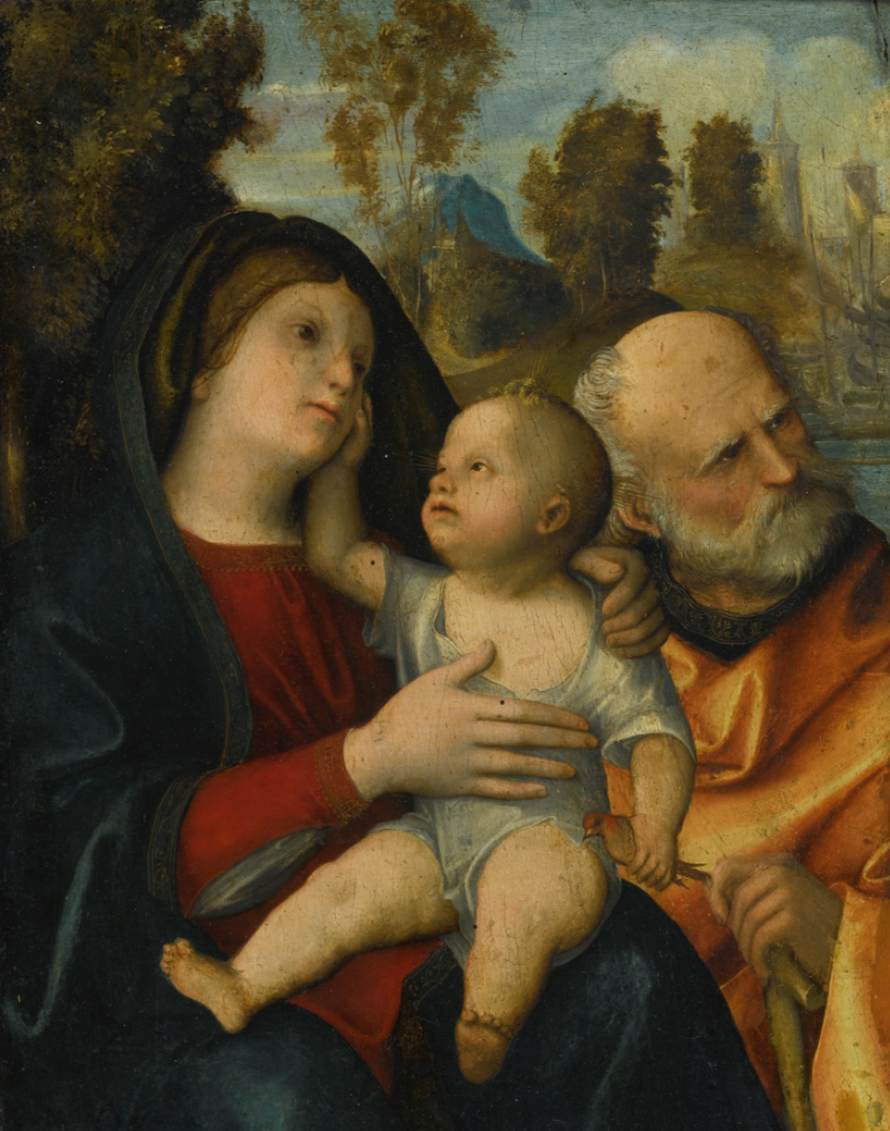 Holy Family in a Wooded River Landscape