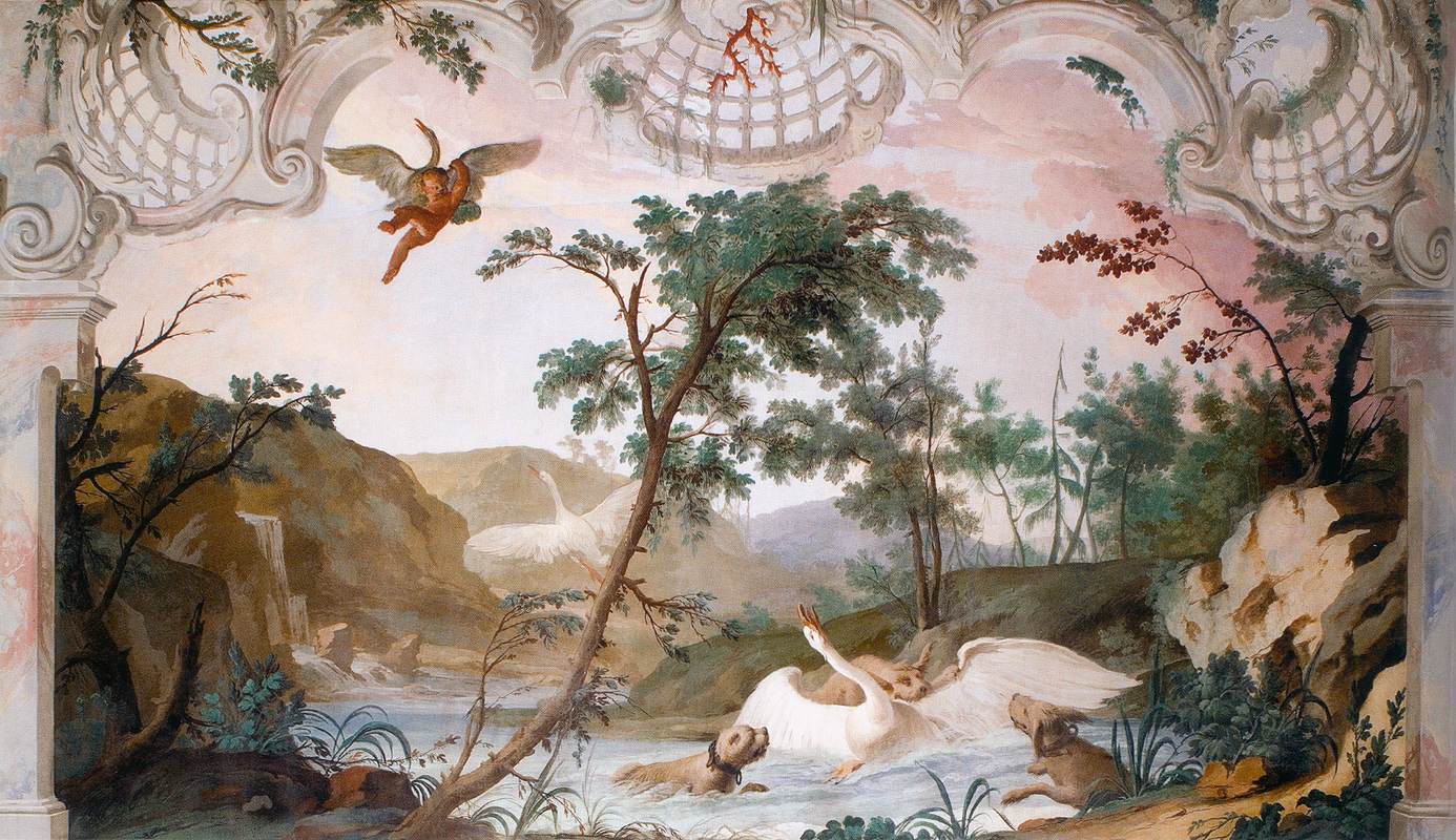 The Swan Attacked by Dogs