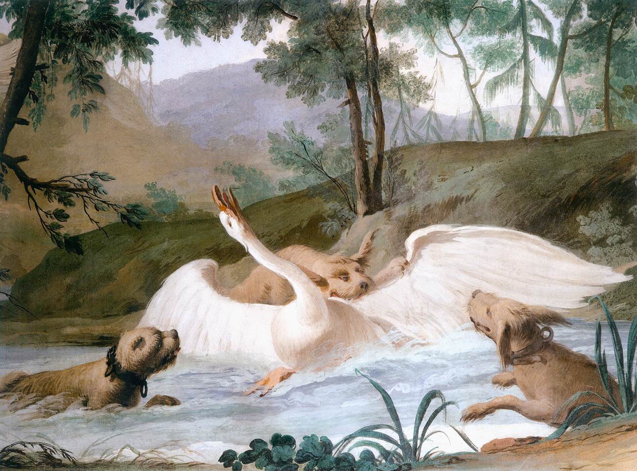 The Swan Attacked by Dogs (detail)