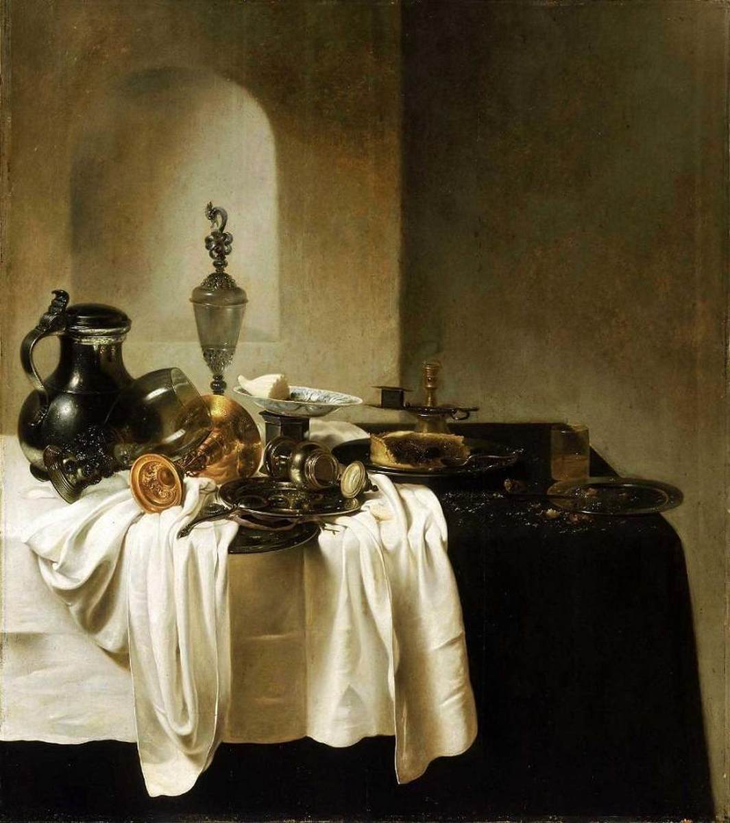 Breakfast Still-Life with Glass and Metalwork