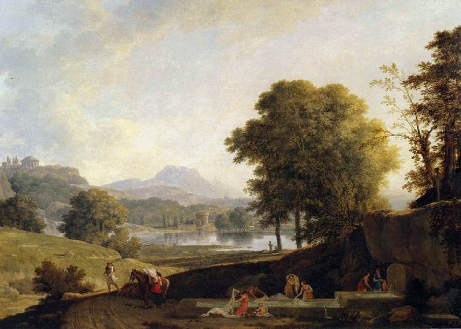 Ideal Classical Landscape with Washerwomen around a Fountain