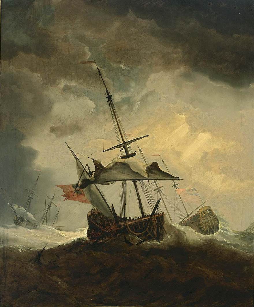 Small English Ship Dismasted in a Gale